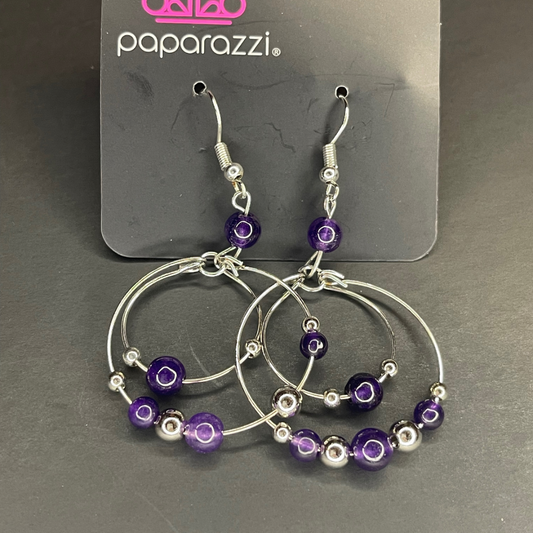 Double Purple Drop Earrings
