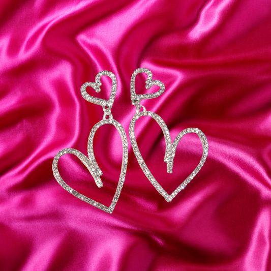Double Heart blinged earrings